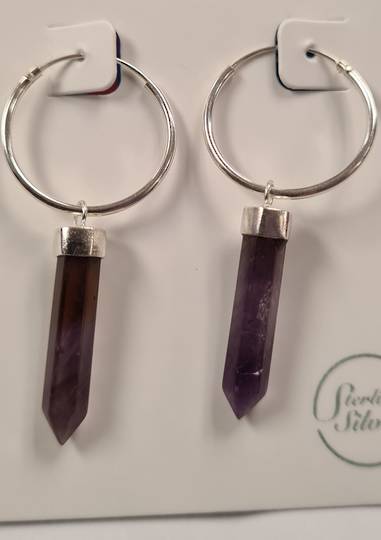 Sterling Silver Amethyst Point Sleepers